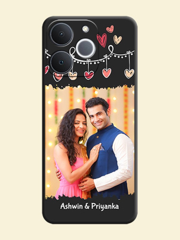 Pink Love Hangings with Name On Space Black Custom Soft Matte Mobile Back Cover - Realme Narzo 80 Lite 4G