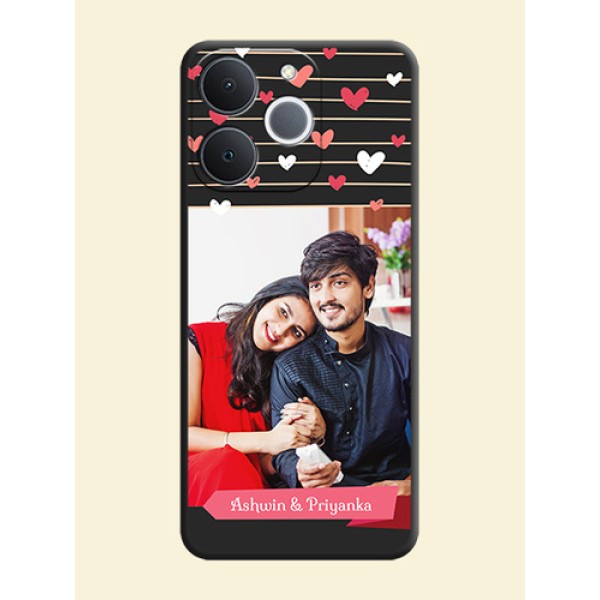 Love Pattern with Name on Pink Ribbon on Photo On Space Black Custom Soft Matte Mobile Back Cover - Realme Narzo 80 Lite 4G Love Pattern with Name on Pink Ribbon on Photo On Space Black Custom Soft Matte Mobile Back Cover - Realme Narzo 80 Lite 4G