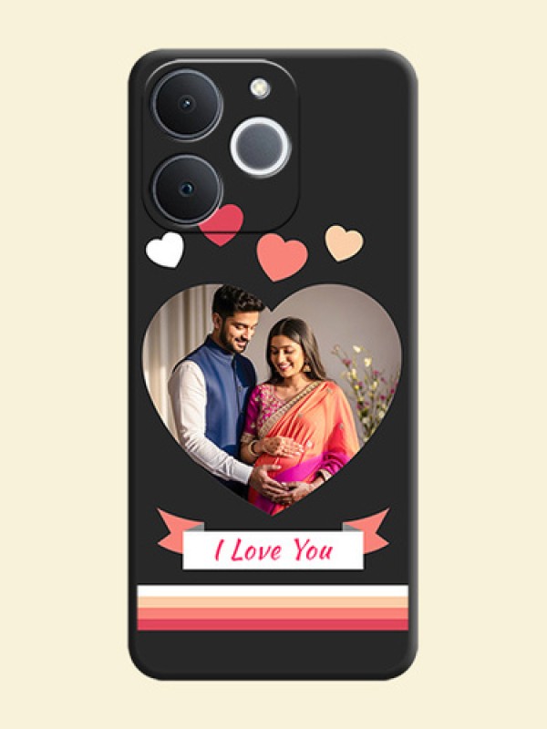 Love Shaped Photo with Colorful Stripes On Space Black Custom Soft Matte Mobile Back Cover - Realme Narzo 80 Lite 4G