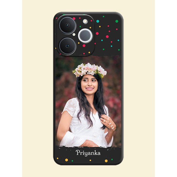 Multicolor Dotted Pattern with Text On Space Black Custom Soft Matte Mobile Back Cover - Realme Narzo 80 Lite 4G Multicolor Dotted Pattern with Text On Space Black Custom Soft Matte Mobile Back Cover - Realme Narzo 80 Lite 4G