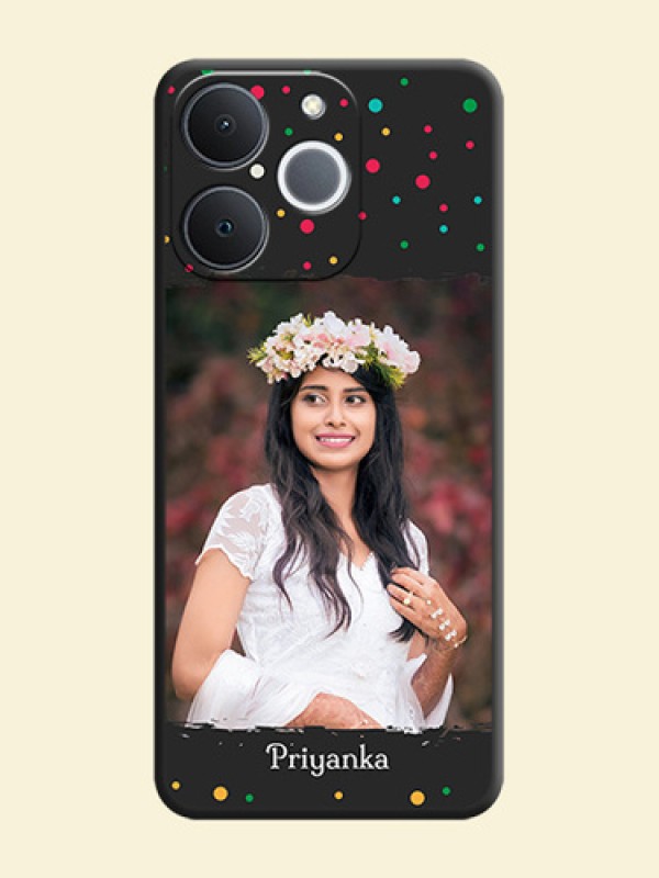 Multicolor Dotted Pattern with Text On Space Black Custom Soft Matte Mobile Back Cover - Realme Narzo 80 Lite 4G