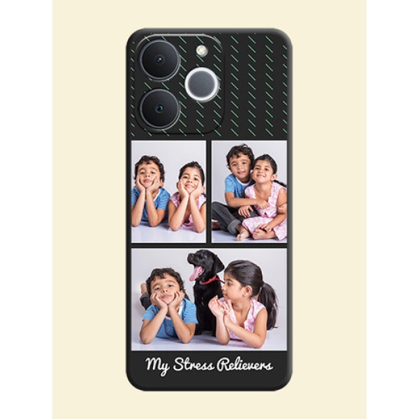 Cross Dotted Pattern with 2 Image Holder On Space Black Custom Soft Matte Mobile Back Cover - Realme Narzo 80 Lite 4G Cross Dotted Pattern with 2 Image Holder On Space Black Custom Soft Matte Mobile Back Cover - Realme Narzo 80 Lite 4G