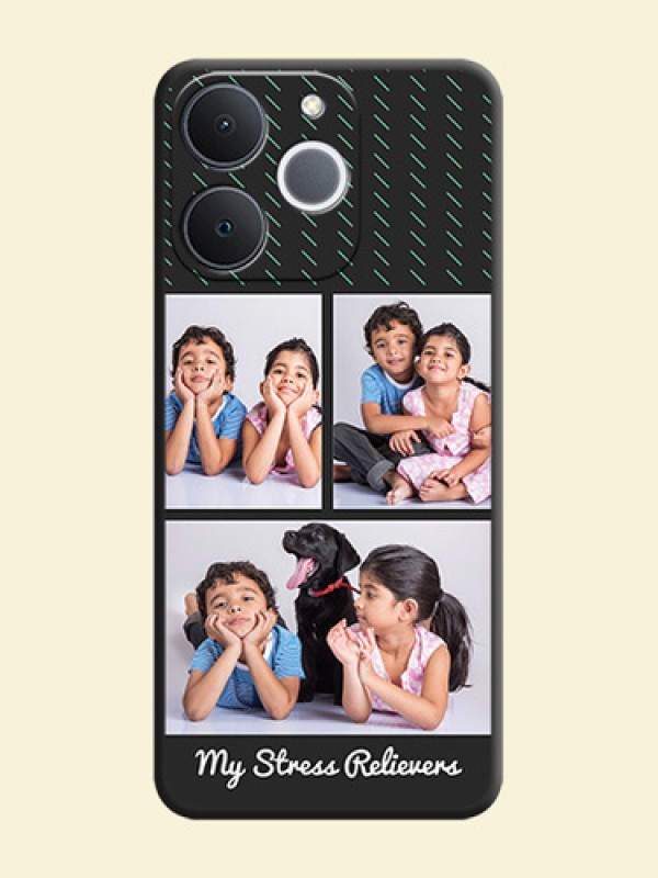 Cross Dotted Pattern with 2 Image Holder On Space Black Custom Soft Matte Mobile Back Cover - Realme Narzo 80 Lite 4G