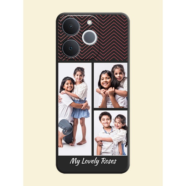Wave Pattern with 3 Image Holder On Space Black Custom Soft Matte Mobile Back Cover - Realme Narzo 80 Lite 4G