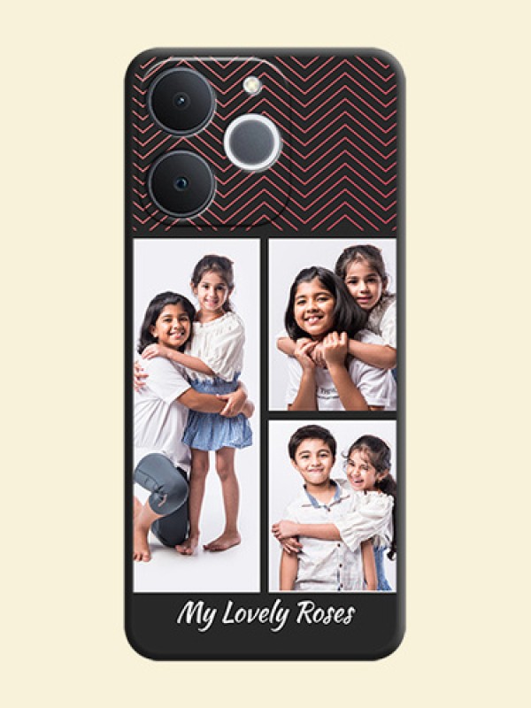 Wave Pattern with 3 Image Holder On Space Black Custom Soft Matte Mobile Back Cover - Realme Narzo 80 Lite 4G