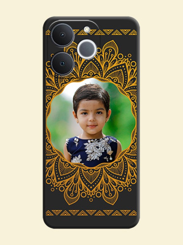 Round Image with Floral Design On Space Black Custom Soft Matte Mobile Back Cover - Realme Narzo 80 Lite 4G