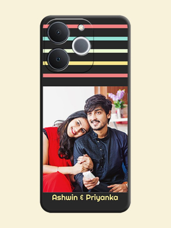 Color Stripes with Photo and Text on Photo On Space Black Custom Soft Matte Mobile Back Cover - Realme Narzo 80 Lite 4G