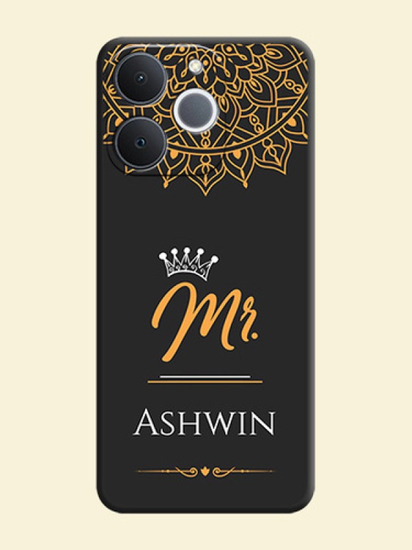 Mr Name with Floral Design On Space Black Custom Soft Matte Mobile Back Cover - Realme Narzo 80 Lite 4G