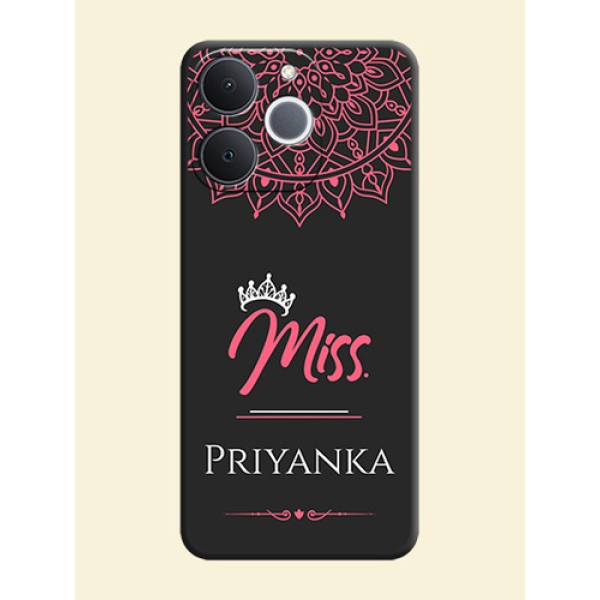 Mrs Name with Floral Design On Space Black Custom Soft Matte Mobile Back Cover - Realme Narzo 80 Lite 4G Mrs Name with Floral Design On Space Black Custom Soft Matte Mobile Back Cover - Realme Narzo 80 Lite 4G