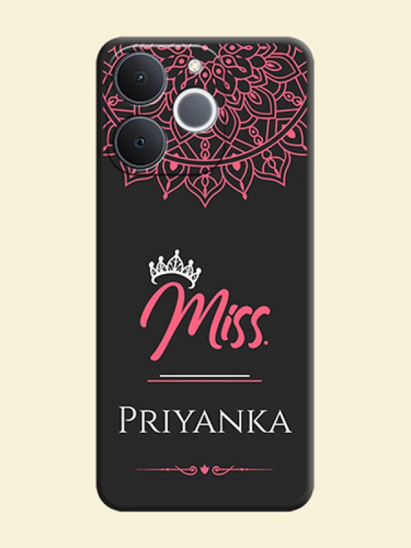 Mrs Name with Floral Design On Space Black Custom Soft Matte Mobile Back Cover - Realme Narzo 80 Lite 4G