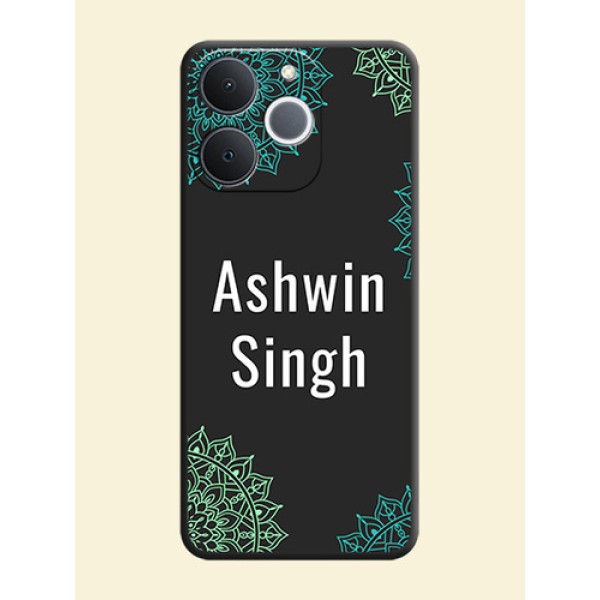 Your Name with Floral Design On Space Black Custom Soft Matte Mobile Back Cover - Realme Narzo 80 Lite 4G Your Name with Floral Design On Space Black Custom Soft Matte Mobile Back Cover - Realme Narzo 80 Lite 4G