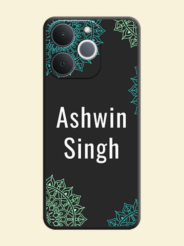 Your Name with Floral Design On Space Black Custom Soft Matte Mobile Back Cover - Realme Narzo 80 Lite 4G
