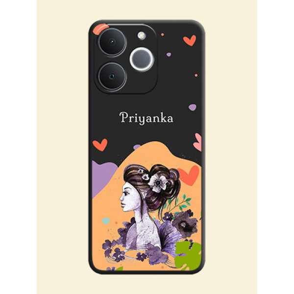 Namecase For Her With Fancy Lady Image On Space Black Custom Soft Matte Mobile Back Cover - Realme Narzo 80 Lite 4G Namecase For Her With Fancy Lady Image On Space Black Custom Soft Matte Mobile Back Cover - Realme Narzo 80 Lite 4G