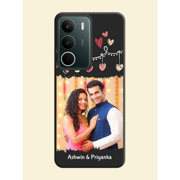 Pink Love Hangings with Name On Space Black Custom Soft Matte Mobile Back Cover - Narzo 80 Lite Pink Love Hangings with Name On Space Black Custom Soft Matte Mobile Back Cover - Narzo 80 Lite