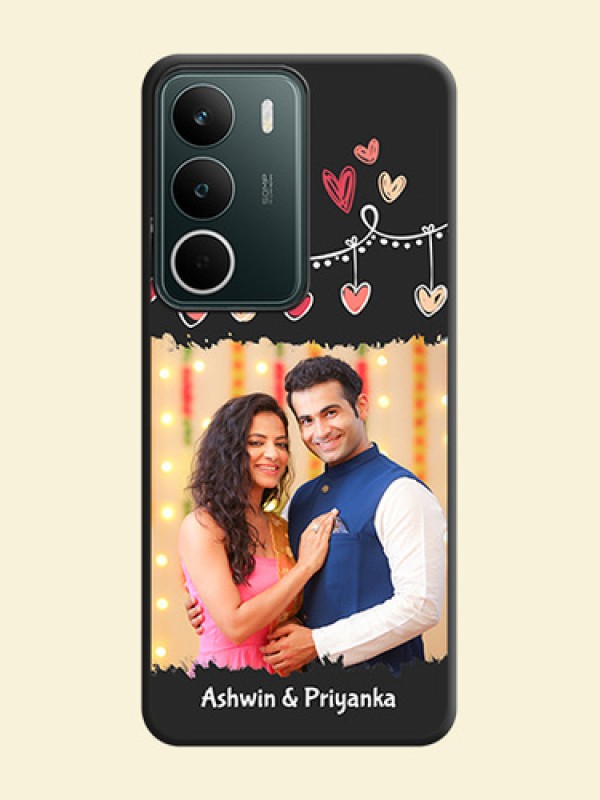 Pink Love Hangings with Name On Space Black Custom Soft Matte Mobile Back Cover - Narzo 80 Lite