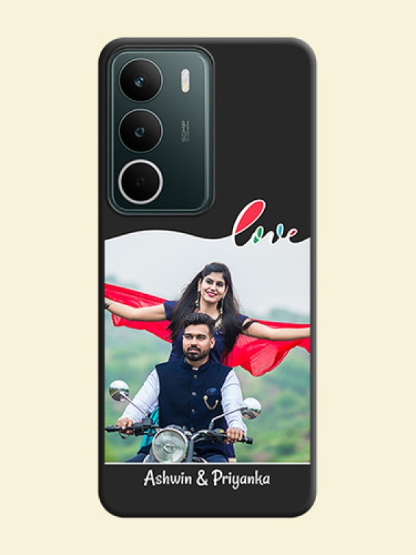 Fall in Love Pattern with Picture on Photo On Space Black Custom Soft Matte Mobile Back Cover - Narzo 80 Lite