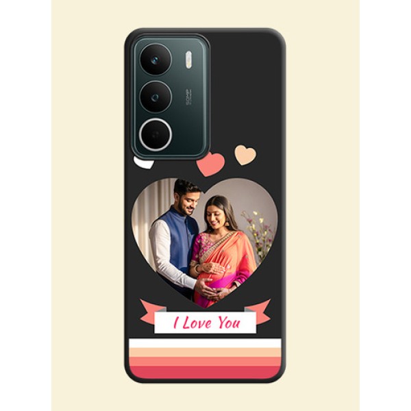 Love Shaped Photo with Colorful Stripes On Space Black Custom Soft Matte Mobile Back Cover - Narzo 80 Lite Love Shaped Photo with Colorful Stripes On Space Black Custom Soft Matte Mobile Back Cover - Narzo 80 Lite