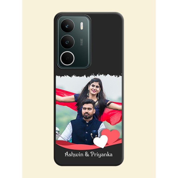 Pin Color Love Shaped Ribbon Design with Text On Space Black Custom Soft Matte Mobile Back Cover - Narzo 80 Lite
