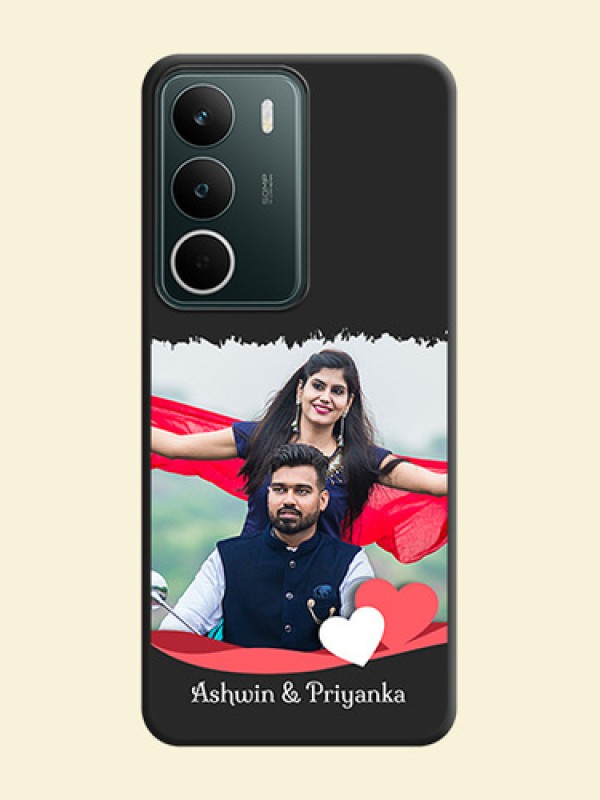 Pin Color Love Shaped Ribbon Design with Text On Space Black Custom Soft Matte Mobile Back Cover - Narzo 80 Lite