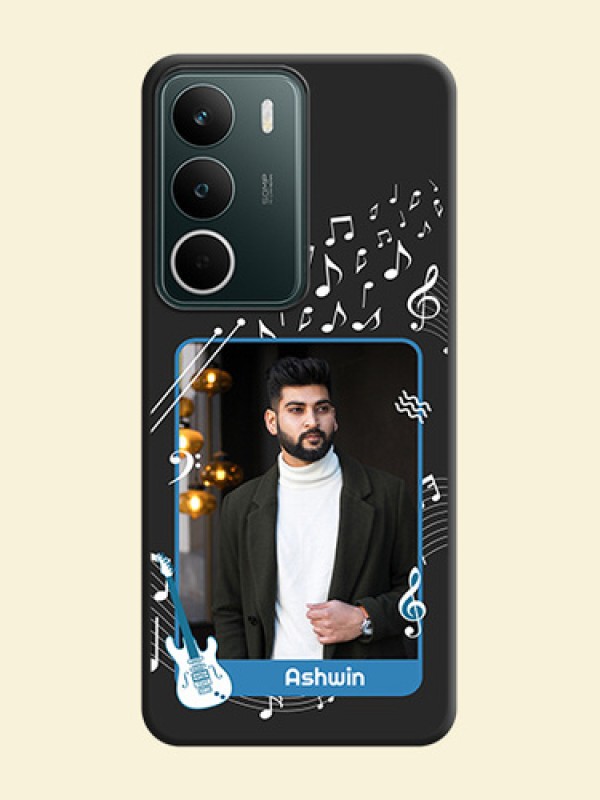Musical Theme Design with Text on Photo On Space Black Custom Soft Matte Mobile Back Cover - Narzo 80 Lite
