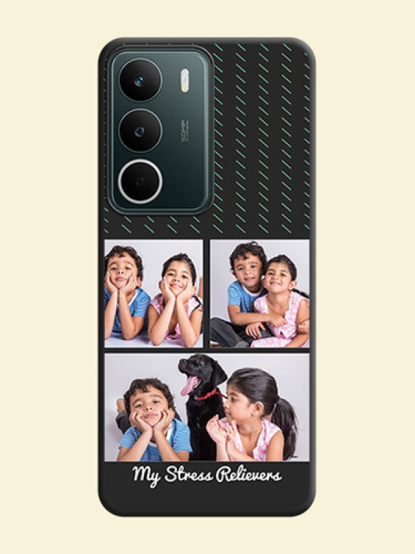 Cross Dotted Pattern with 2 Image Holder On Space Black Custom Soft Matte Mobile Back Cover - Narzo 80 Lite
