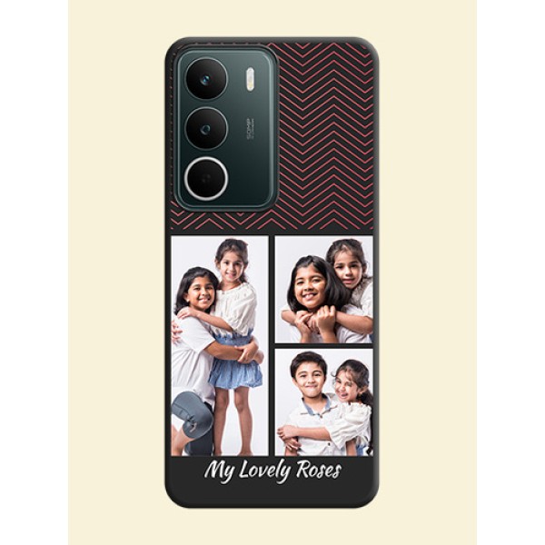 Wave Pattern with 3 Image Holder On Space Black Custom Soft Matte Mobile Back Cover - Narzo 80 Lite Wave Pattern with 3 Image Holder On Space Black Custom Soft Matte Mobile Back Cover - Narzo 80 Lite
