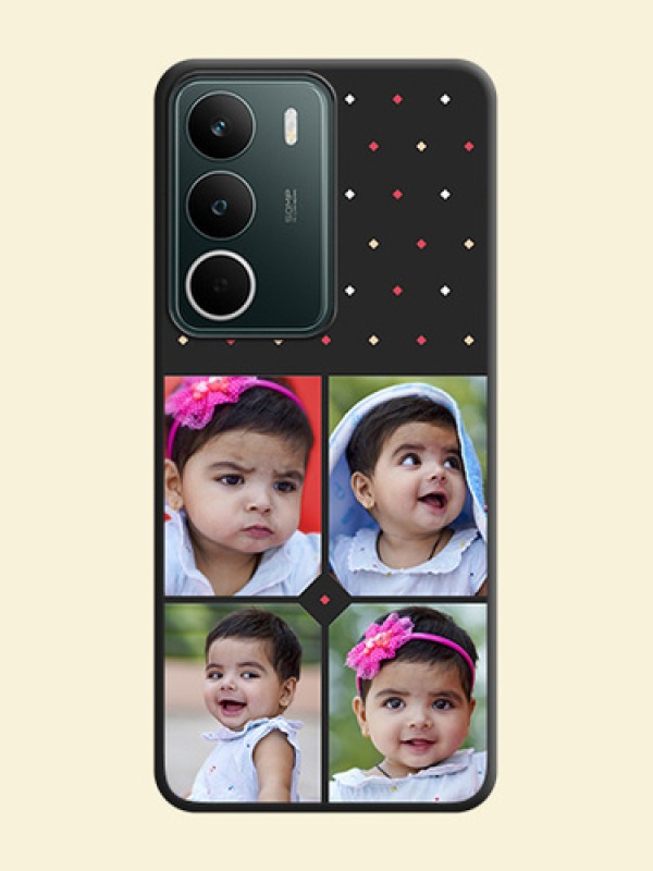 Multicolor Dotted Pattern with 4 Image Holder On Space Black Custom Soft Matte Mobile Back Cover - Narzo 80 Lite