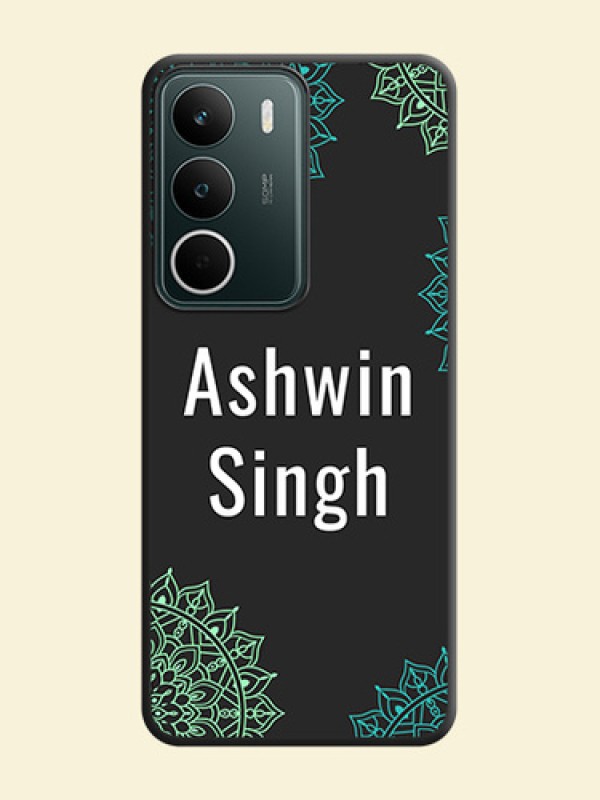 Your Name with Floral Design On Space Black Custom Soft Matte Mobile Back Cover - Narzo 80 Lite