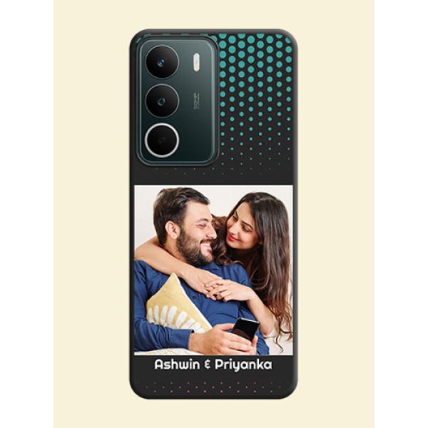 Faded Dots with Grunge Photo Frame and Text On Space Black Custom Soft Matte Mobile Back Cover - Narzo 80 Lite Faded Dots with Grunge Photo Frame and Text On Space Black Custom Soft Matte Mobile Back Cover - Narzo 80 Lite