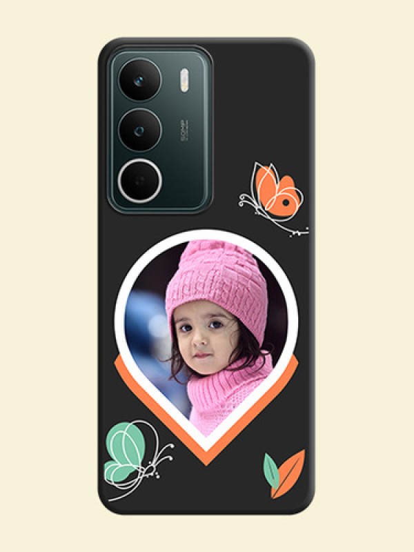 Upload Pic With Simple Butterly Design On Space Black Custom Soft Matte Mobile Back Cover - Narzo 80 Lite