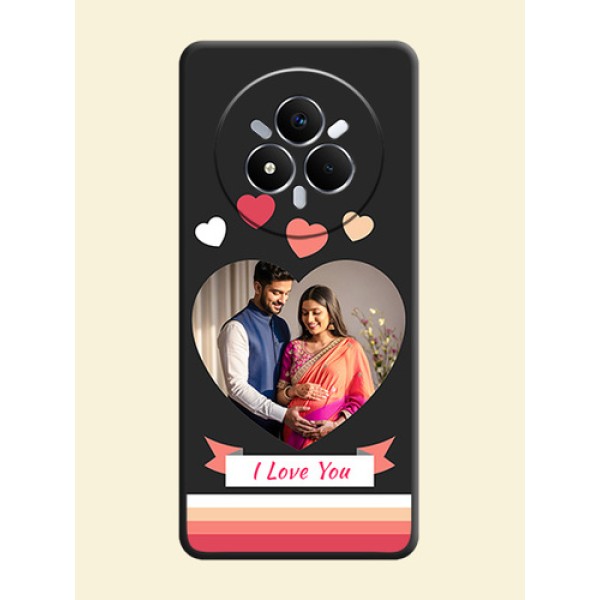 Love Shaped Photo with Colorful Stripes On Space Black Custom Soft Matte Mobile Back Cover - Realme Narzo 80 Pro 5G Love Shaped Photo with Colorful Stripes On Space Black Custom Soft Matte Mobile Back Cover - Realme Narzo 80 Pro 5G