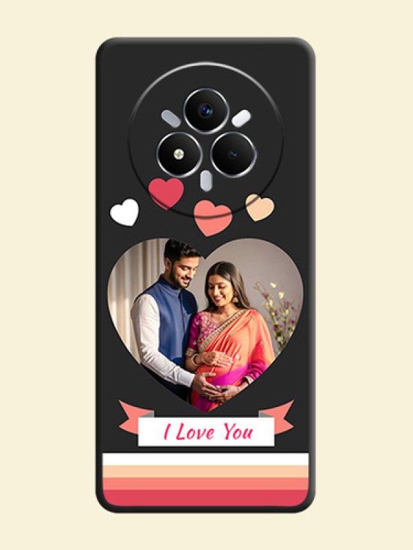 Love Shaped Photo with Colorful Stripes On Space Black Custom Soft Matte Mobile Back Cover - Realme Narzo 80 Pro 5G