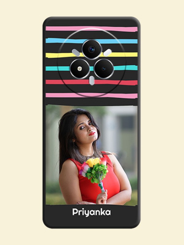Multicolor Lines with Image On Space Black Custom Soft Matte Mobile Back Cover - Realme Narzo 80 Pro 5G