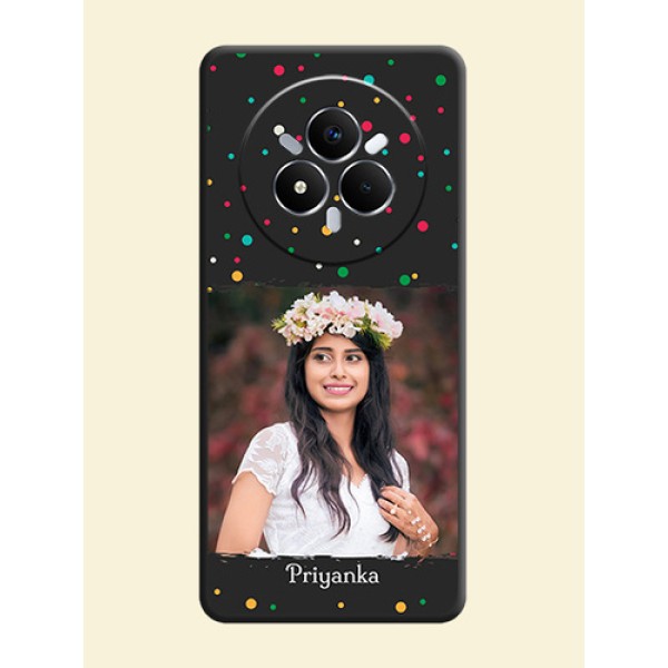Multicolor Dotted Pattern with Text On Space Black Custom Soft Matte Mobile Back Cover - Realme Narzo 80 Pro 5G Multicolor Dotted Pattern with Text On Space Black Custom Soft Matte Mobile Back Cover - Realme Narzo 80 Pro 5G