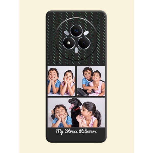 Cross Dotted Pattern with 2 Image Holder On Space Black Custom Soft Matte Mobile Back Cover - Realme Narzo 80 Pro 5G Cross Dotted Pattern with 2 Image Holder On Space Black Custom Soft Matte Mobile Back Cover - Realme Narzo 80 Pro 5G