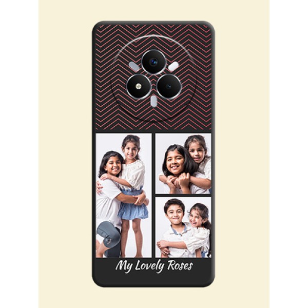 Wave Pattern with 3 Image Holder On Space Black Custom Soft Matte Mobile Back Cover - Realme Narzo 80 Pro 5G