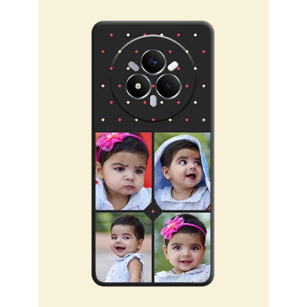 Multicolor Dotted Pattern with 4 Image Holder On Space Black Custom Soft Matte Mobile Back Cover - Realme Narzo 80 Pro 5G Multicolor Dotted Pattern with 4 Image Holder On Space Black Custom Soft Matte Mobile Back Cover - Realme Narzo 80 Pro 5G