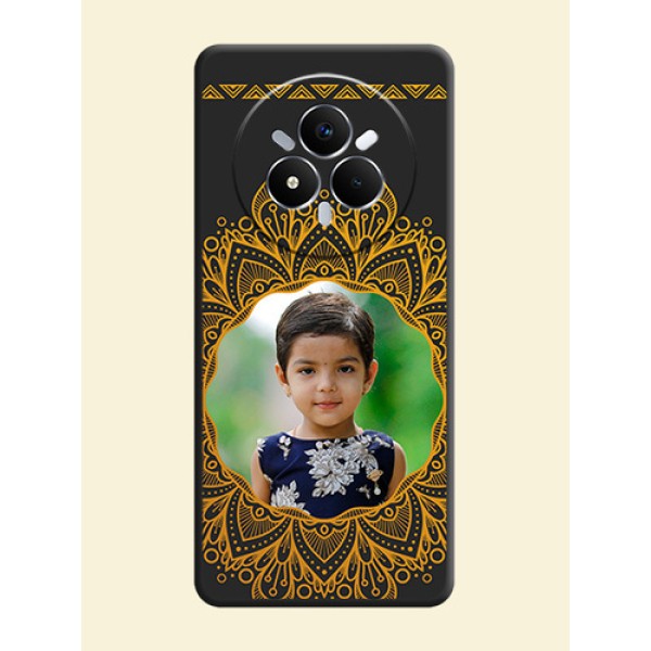 Round Image with Floral Design On Space Black Custom Soft Matte Mobile Back Cover - Realme Narzo 80 Pro 5G Round Image with Floral Design On Space Black Custom Soft Matte Mobile Back Cover - Realme Narzo 80 Pro 5G