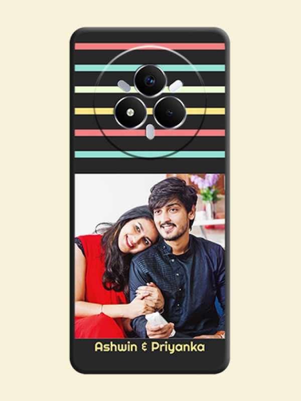 Color Stripes with Photo and Text on Photo On Space Black Custom Soft Matte Mobile Back Cover - Realme Narzo 80 Pro 5G