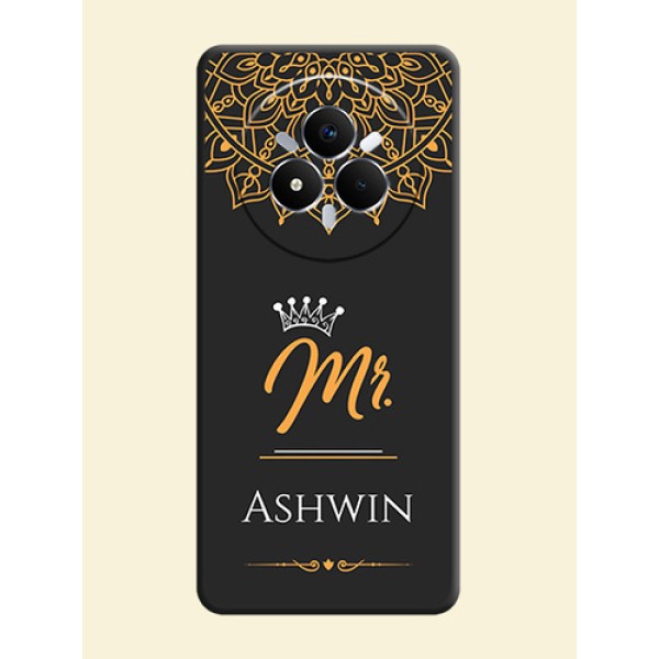 Mr Name with Floral Design On Space Black Custom Soft Matte Mobile Back Cover - Realme Narzo 80 Pro 5G Mr Name with Floral Design On Space Black Custom Soft Matte Mobile Back Cover - Realme Narzo 80 Pro 5G