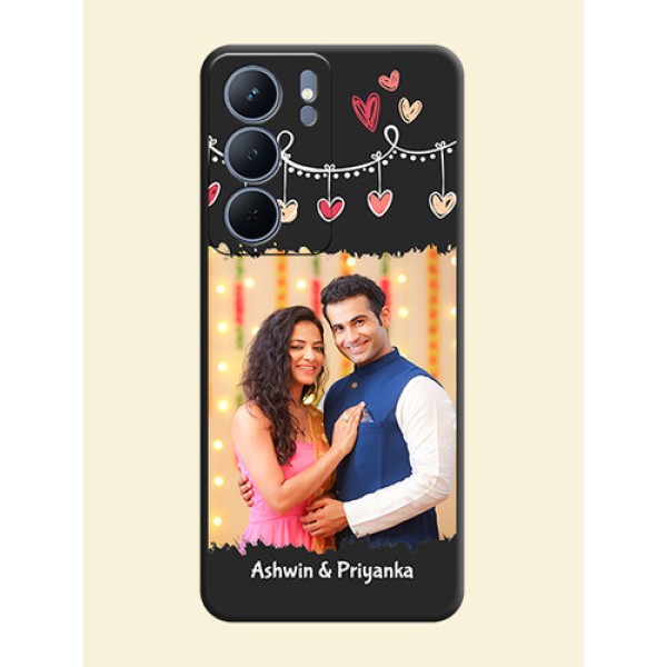 Pink Love Hangings with Name On Space Black Custom Soft Matte Mobile Back Cover - Narzo 80x 5G Pink Love Hangings with Name On Space Black Custom Soft Matte Mobile Back Cover - Narzo 80x 5G