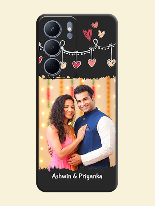 Pink Love Hangings with Name On Space Black Custom Soft Matte Mobile Back Cover - Narzo 80x 5G