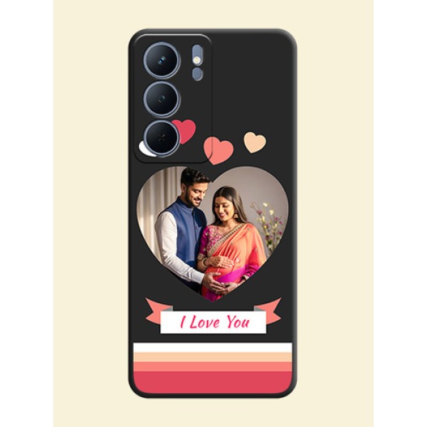 Love Shaped Photo with Colorful Stripes On Space Black Custom Soft Matte Mobile Back Cover - Narzo 80x 5G Love Shaped Photo with Colorful Stripes On Space Black Custom Soft Matte Mobile Back Cover - Narzo 80x 5G