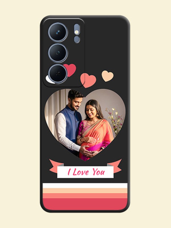 Love Shaped Photo with Colorful Stripes On Space Black Custom Soft Matte Mobile Back Cover - Narzo 80x 5G