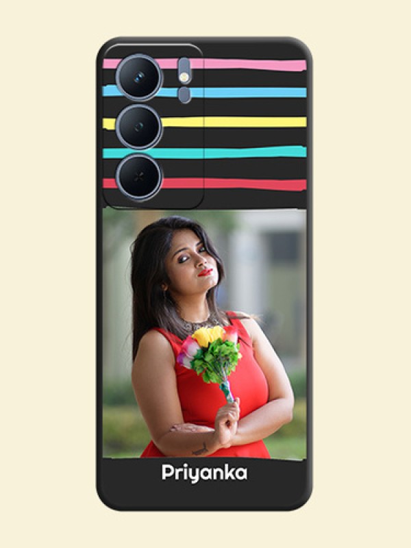 Multicolor Lines with Image On Space Black Custom Soft Matte Mobile Back Cover - Narzo 80x 5G