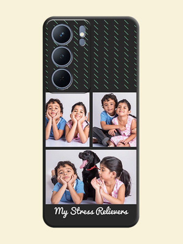 Cross Dotted Pattern with 2 Image Holder On Space Black Custom Soft Matte Mobile Back Cover - Narzo 80x 5G