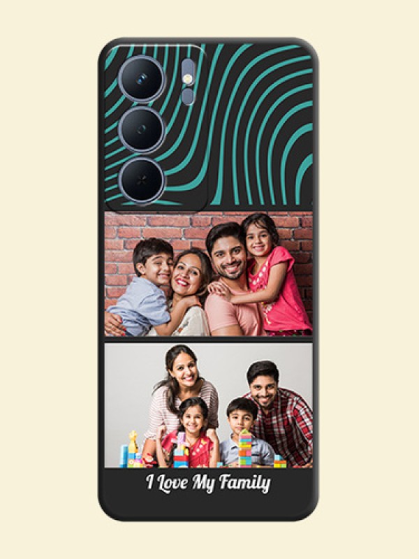 Wave Pattern with 2 Image Holder On Space Black Custom Soft Matte Mobile Back Cover - Narzo 80x 5G
