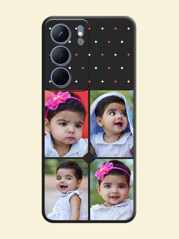 Multicolor Dotted Pattern with 4 Image Holder On Space Black Custom Soft Matte Mobile Back Cover - Narzo 80x 5G