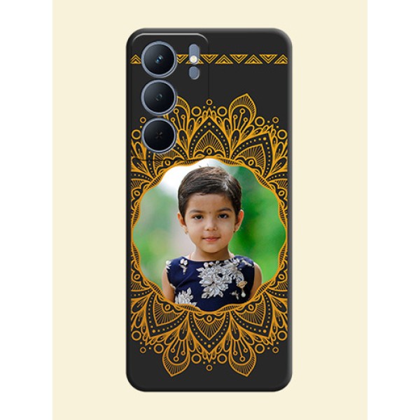 Round Image with Floral Design On Space Black Custom Soft Matte Mobile Back Cover - Narzo 80x 5G Round Image with Floral Design On Space Black Custom Soft Matte Mobile Back Cover - Narzo 80x 5G