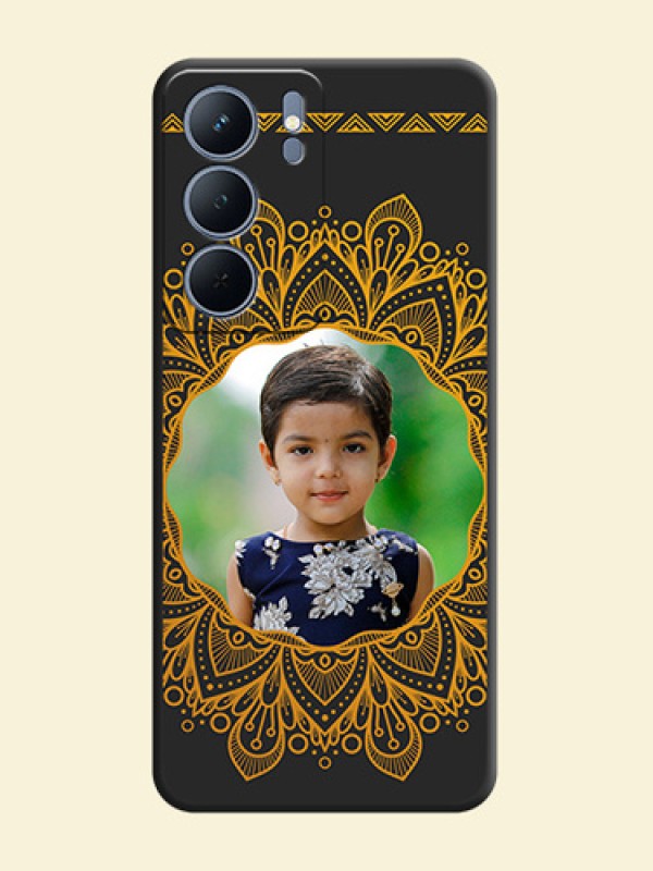 Round Image with Floral Design On Space Black Custom Soft Matte Mobile Back Cover - Narzo 80x 5G